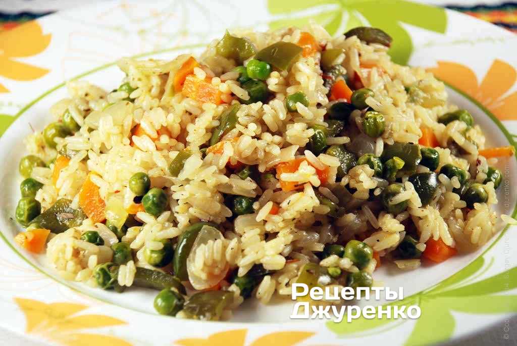 В рис можно добавлять любые овощи.