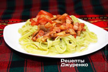 Феттучини с грибами по-деревенски