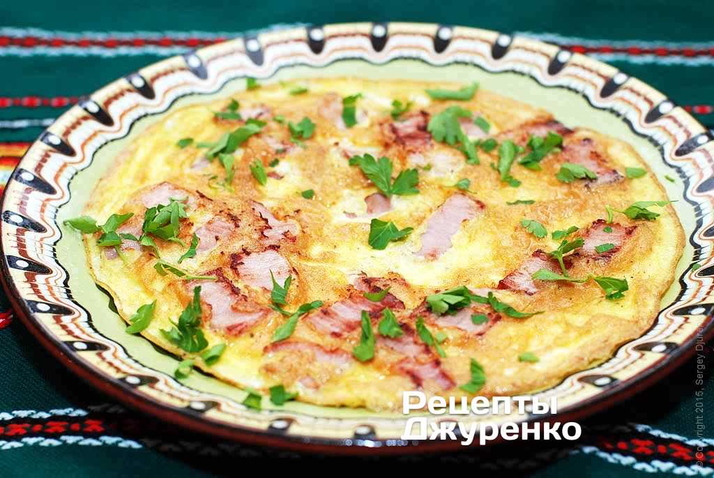 Готова страва Яйця з шинкою. Ham and eggs — англійський сніданок