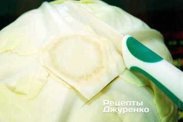 С помощью ножа отрежьте эти листья от стебля.