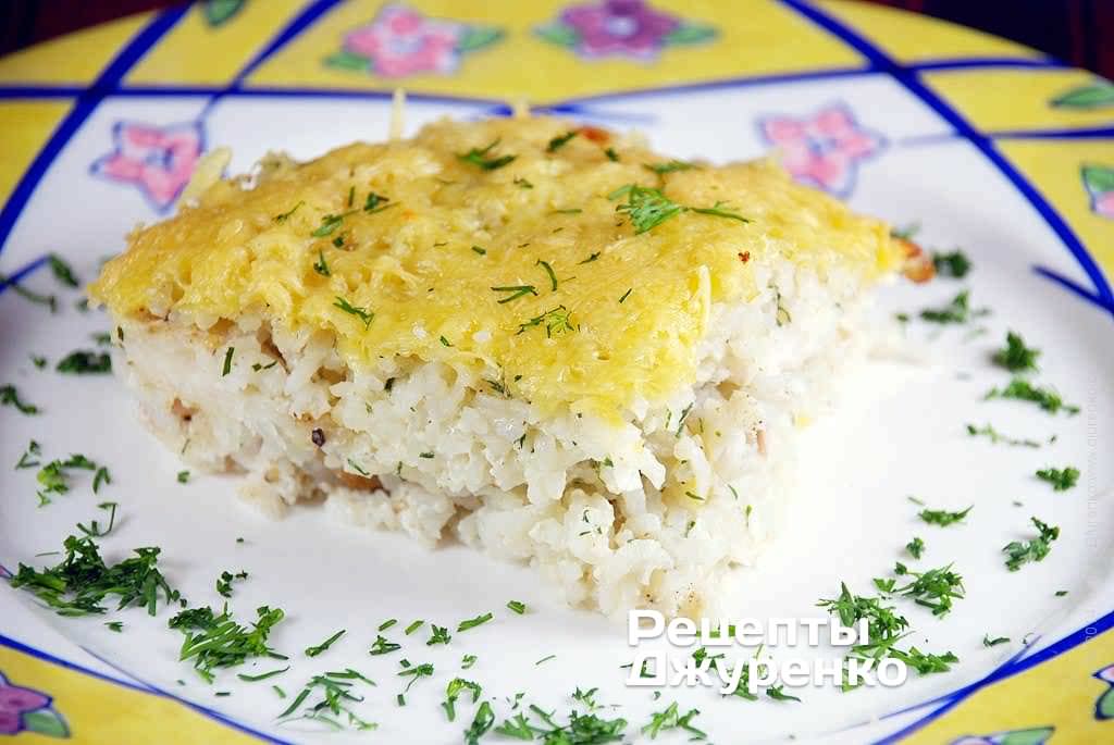 Запеканка с рыбой и рисом