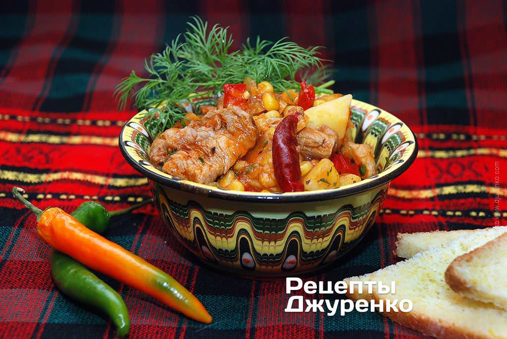 Мясо с кукурузой