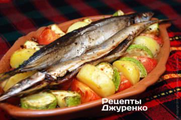 Рыба запеченная в духовке с овощами