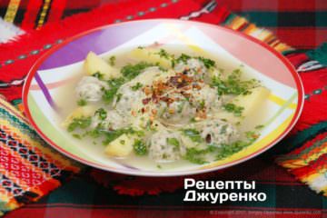 Фото рецепта суп з фрикадельками
