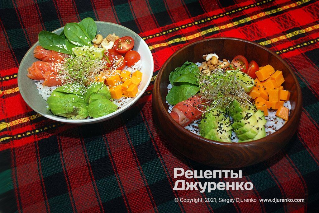 Боул - полезная еда в круглой тарелке