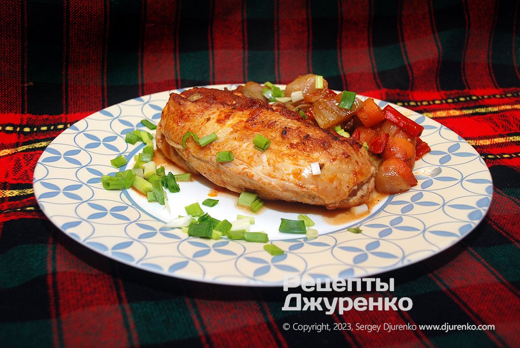 Рецепт приготування Куряче філе з овочами Куряче філе з овочами