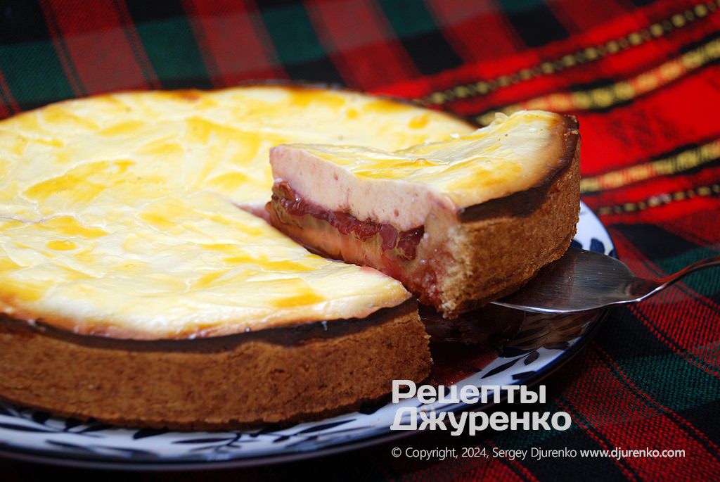 Вишневый чизкейк с рикоттой на песочном тесте